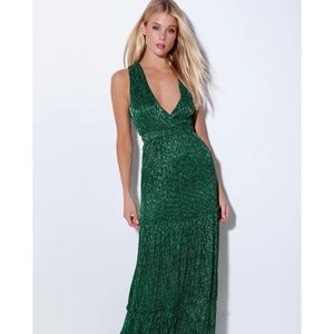 Lulu's Falling Star Teal Green Maxi Dress